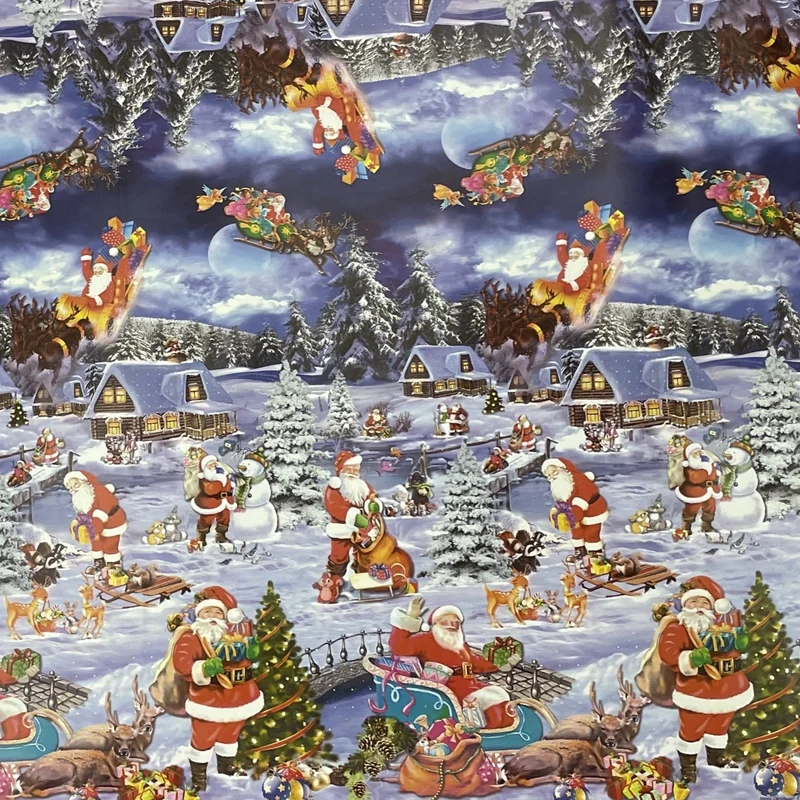 KEVKUS Wachstuch Tischdecke Weihnachten K25C Bordürenmuster Winterdorf eckig rund oval