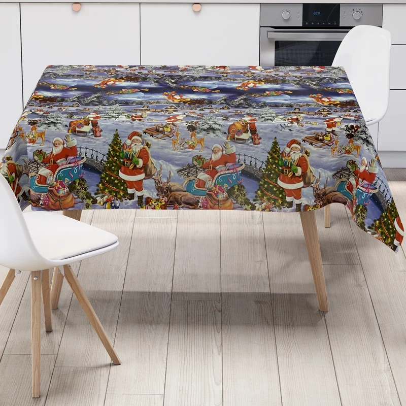 Wachstuch Rolle Weihnachten K25C Weihnachtsdorf Bordürenmuster Rollenware