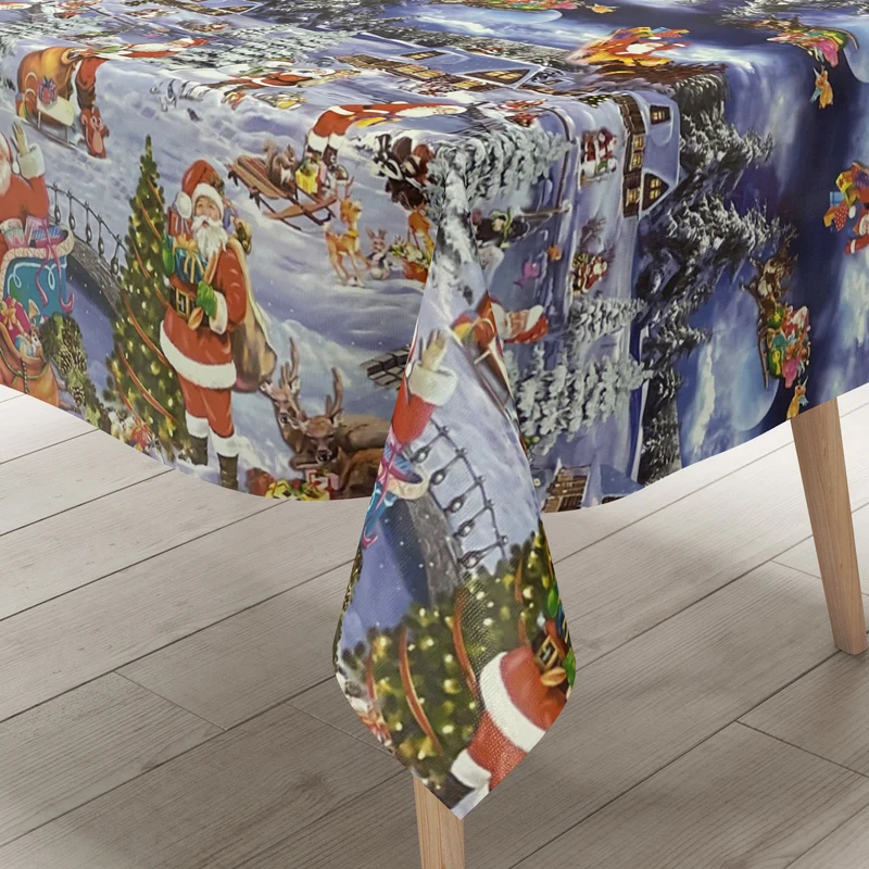 Wachstuch Rolle Weihnachten K25C Weihnachtsdorf Bordürenmuster Rollenware