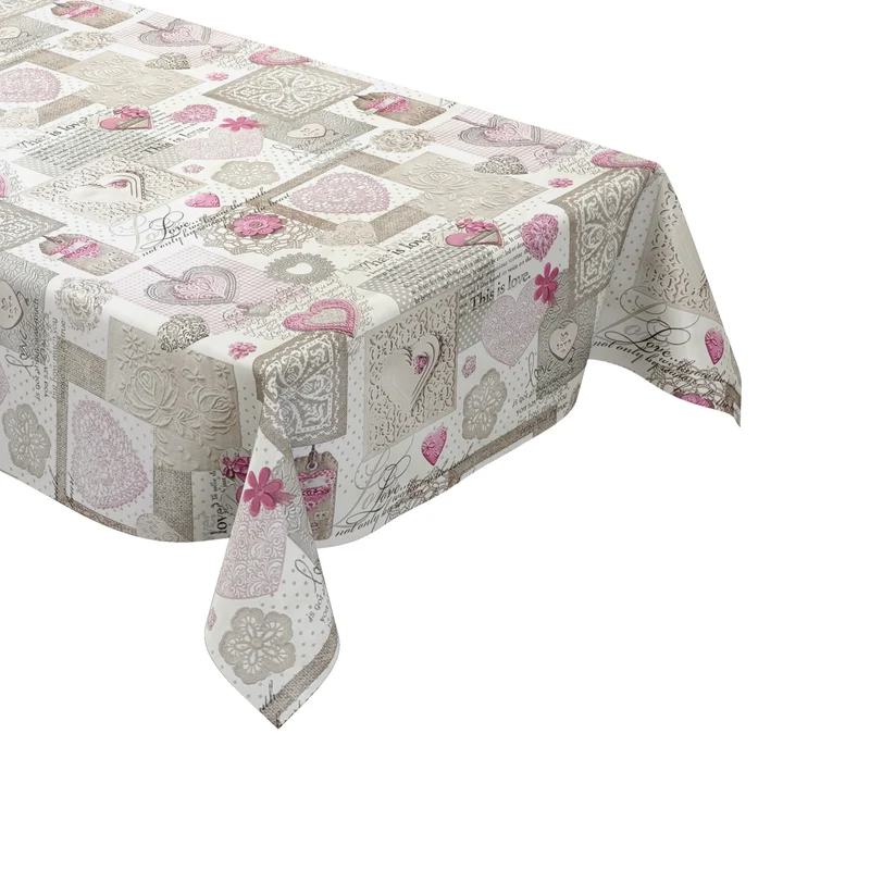 Wachstuch Tischdecke C146061 rosa LOVE Herzen eckig rund oval Meterware