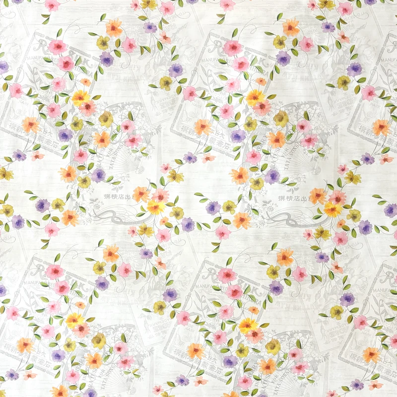 Wachstuch Tischdecke C142211 bunte Blüten auf Holz Patchwork eckig rund oval