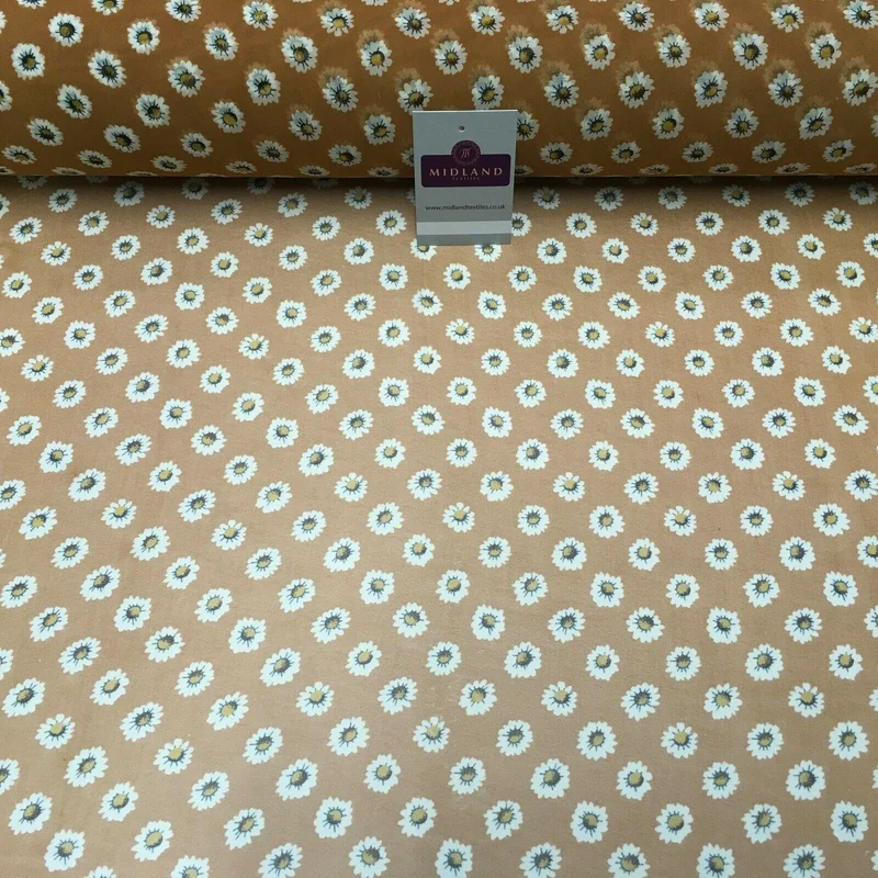 Tan Floral Printed Crepe chiffon Dress Fabric 150 cm Wide MK1190-10 Mtex