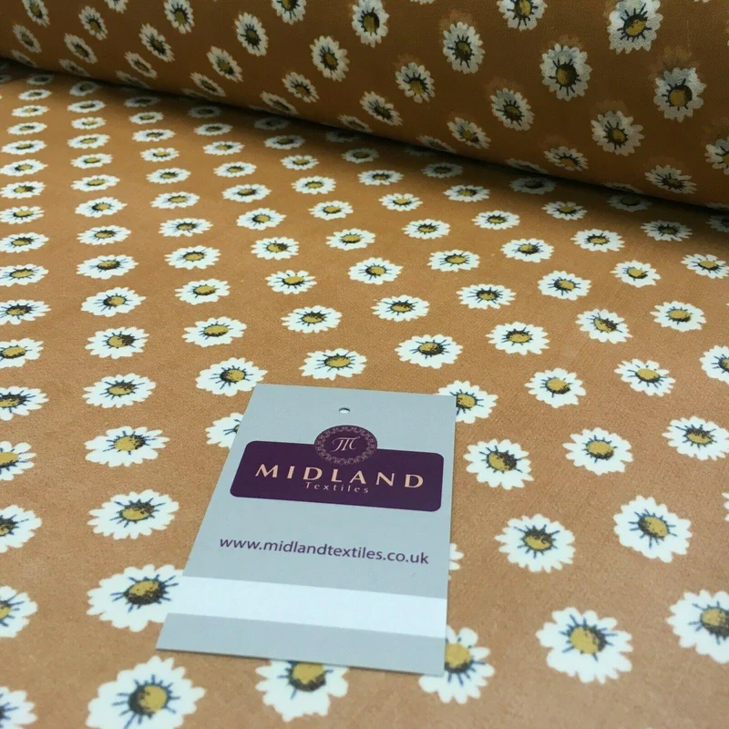 Tan Floral Printed Crepe chiffon Dress Fabric 150 cm Wide MK1190-10 Mtex