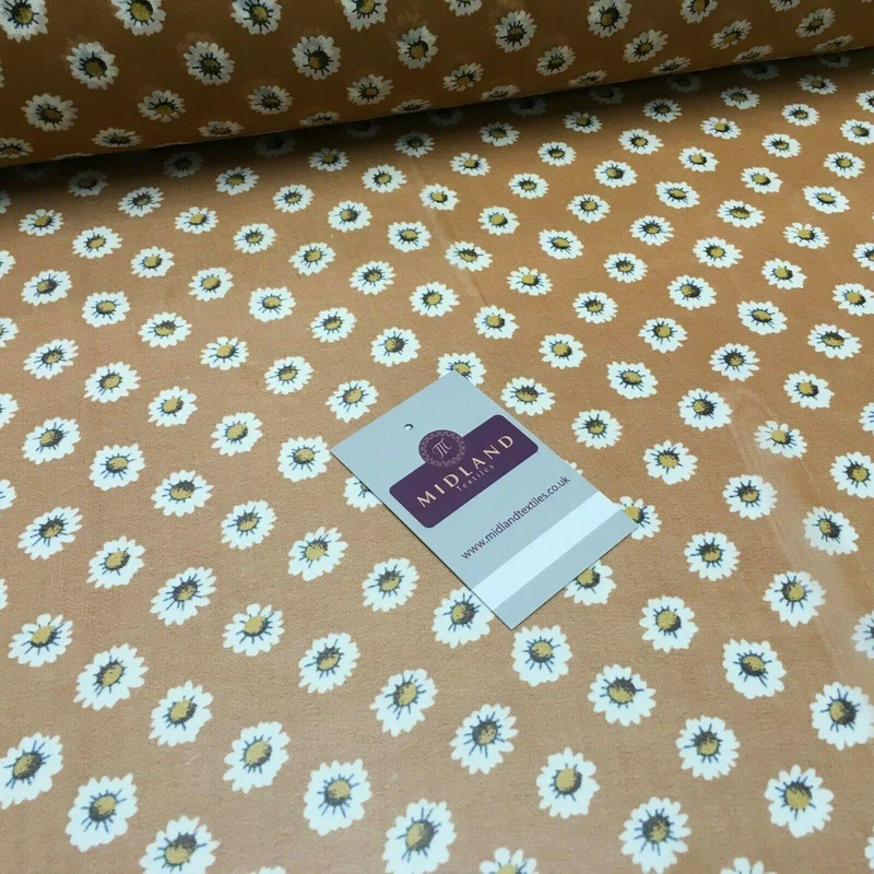 Tan Floral Printed Crepe chiffon Dress Fabric 150 cm Wide MK1190-10 Mtex