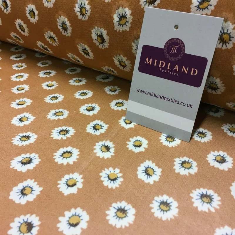 Tan Floral Printed Crepe chiffon Dress Fabric 150 cm Wide MK1190-10 Mtex