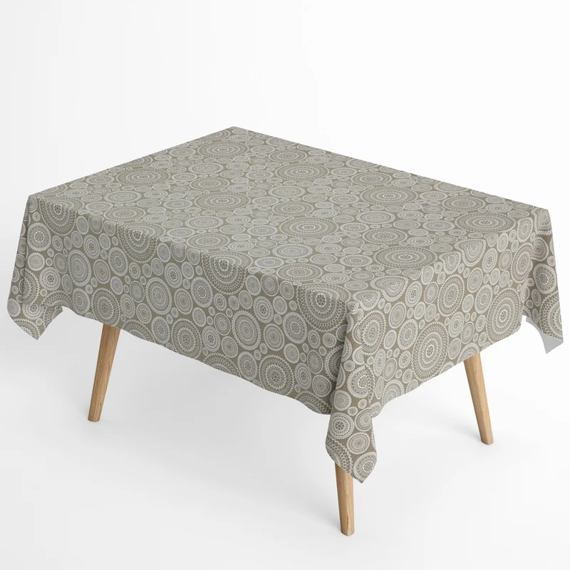 Jacquard Tischdecke beschichtete Baumwolle Fleckenschutz MUNRO Mandala Kreise eckig rund oval