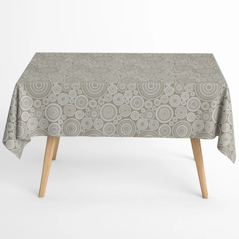 Jacquard Tischdecke beschichtete Baumwolle Fleckenschutz MUNRO Mandala Kreise eckig rund oval