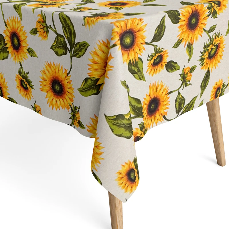 Jacquard Tischdecke beschichtete Baumwolle Fleckenschutz GIRASOLE Sonnenblumen Sunflowers eckig rund oval
