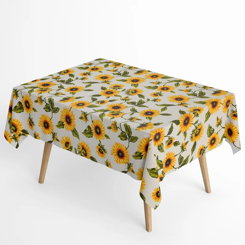 Jacquard Tischdecke beschichtete Baumwolle Fleckenschutz GIRASOLE Sonnenblumen Sunflowers eckig rund oval