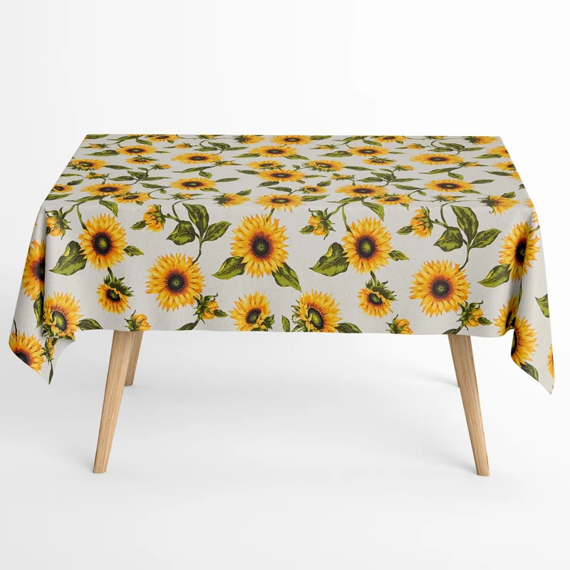 Jacquard Tischdecke beschichtete Baumwolle Fleckenschutz GIRASOLE Sonnenblumen Sunflowers eckig rund oval