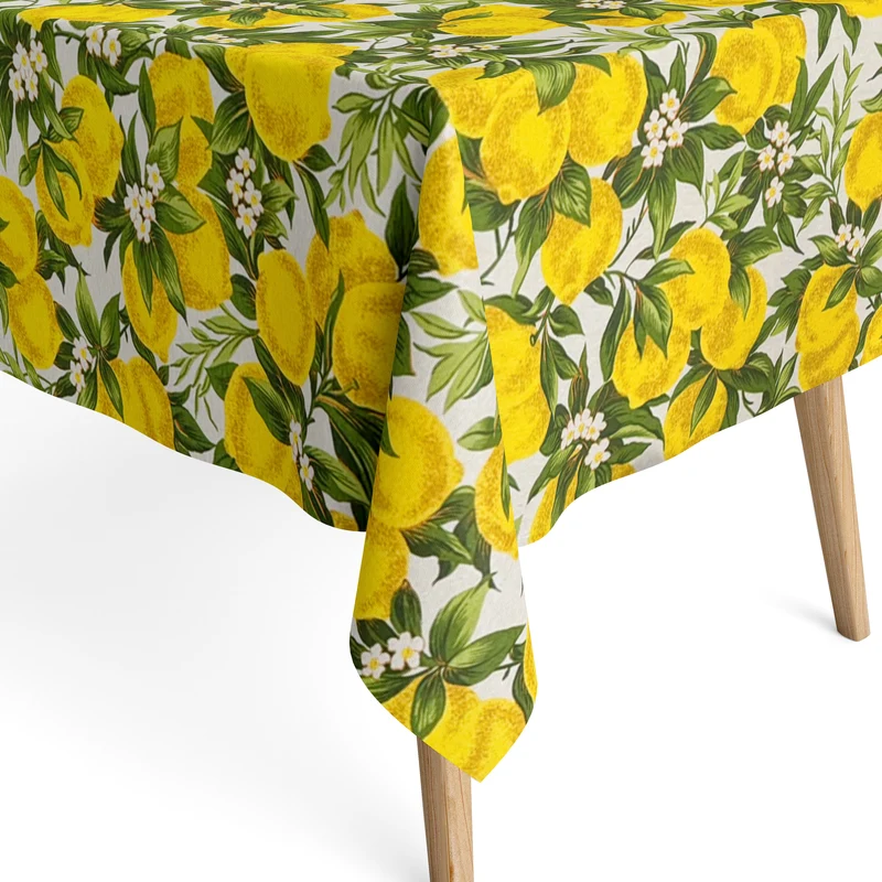 Jacquard Tischdecke beschichtete Baumwolle Fleckenschutz EUREKA Zitronen Limones mediterran eckig rund oval