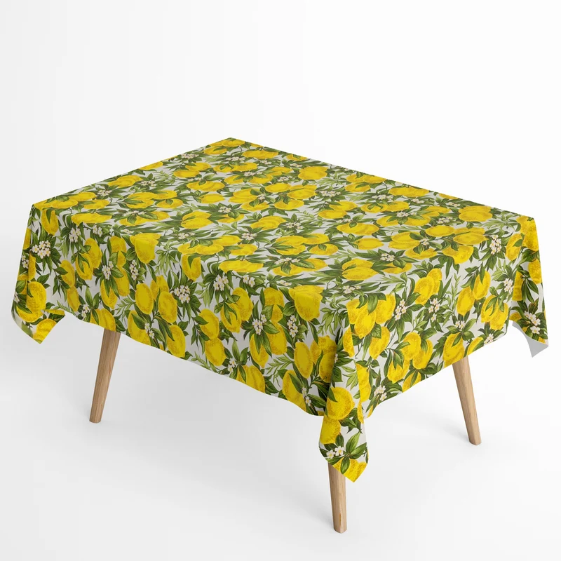 Jacquard Tischdecke beschichtete Baumwolle Fleckenschutz EUREKA Zitronen Limones mediterran eckig rund oval