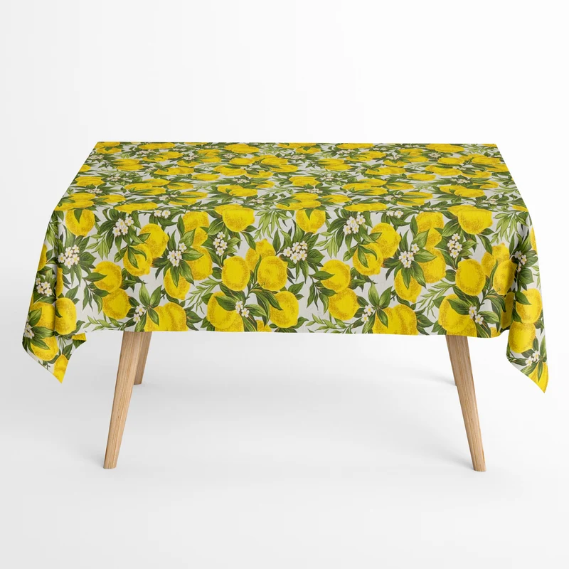Jacquard Tischdecke beschichtete Baumwolle Fleckenschutz EUREKA Zitronen Limones mediterran eckig rund oval