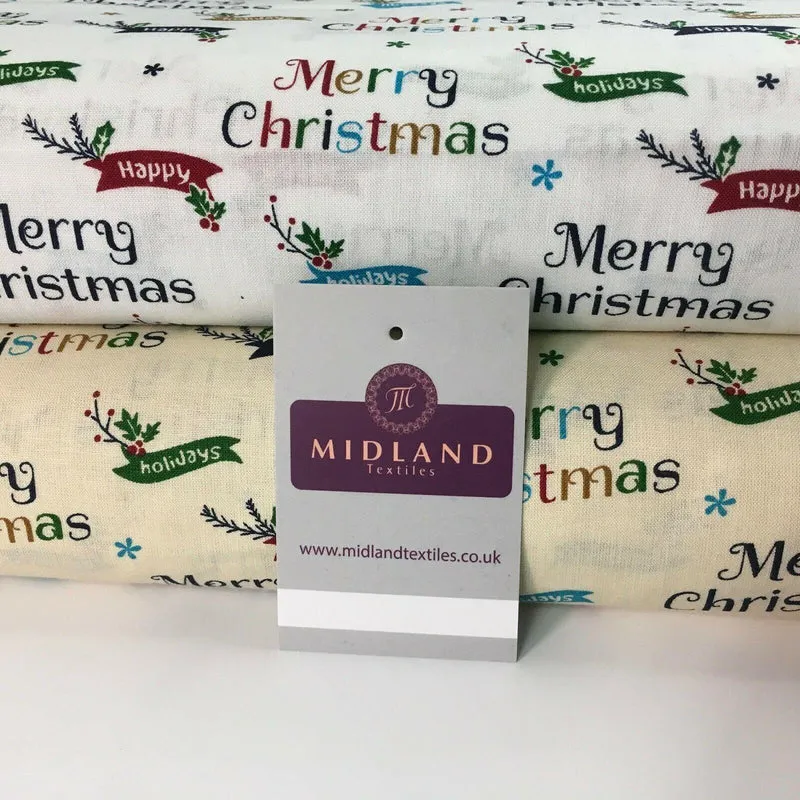 Merry Christmas Theme 100% Cotton Printed Fabric 150cm Wide MD1163
