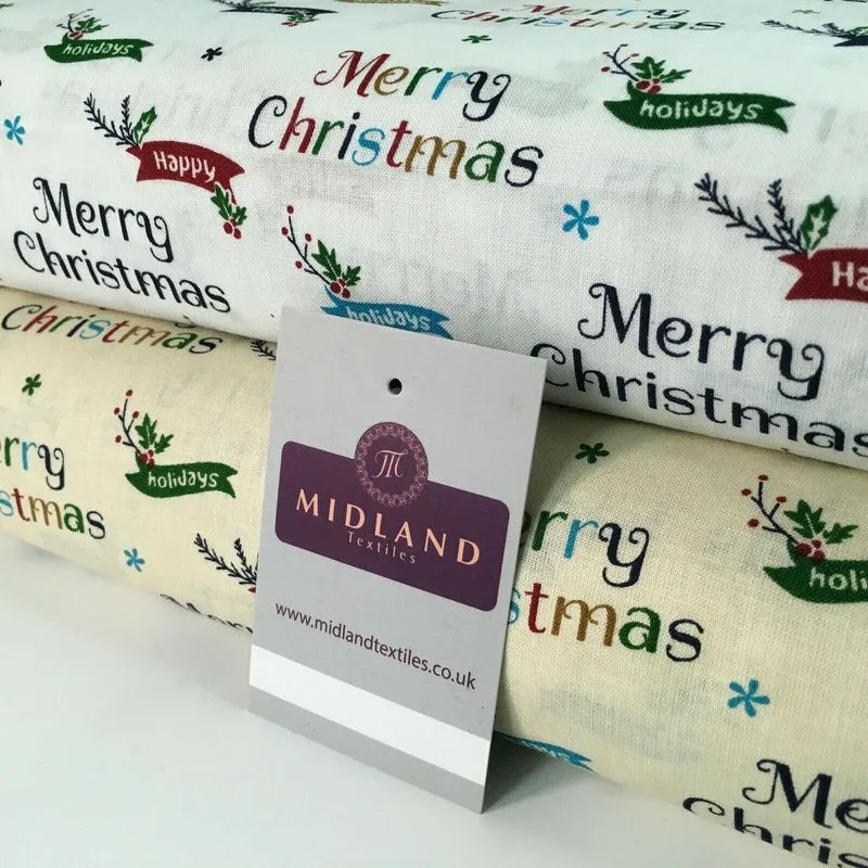 Merry Christmas Theme 100% Cotton Printed Fabric 150cm Wide MD1163