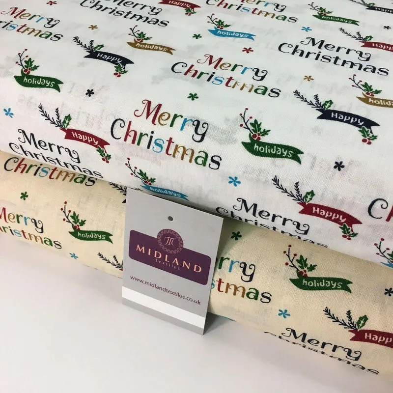 Merry Christmas Theme 100% Cotton Printed Fabric 150cm Wide MD1163