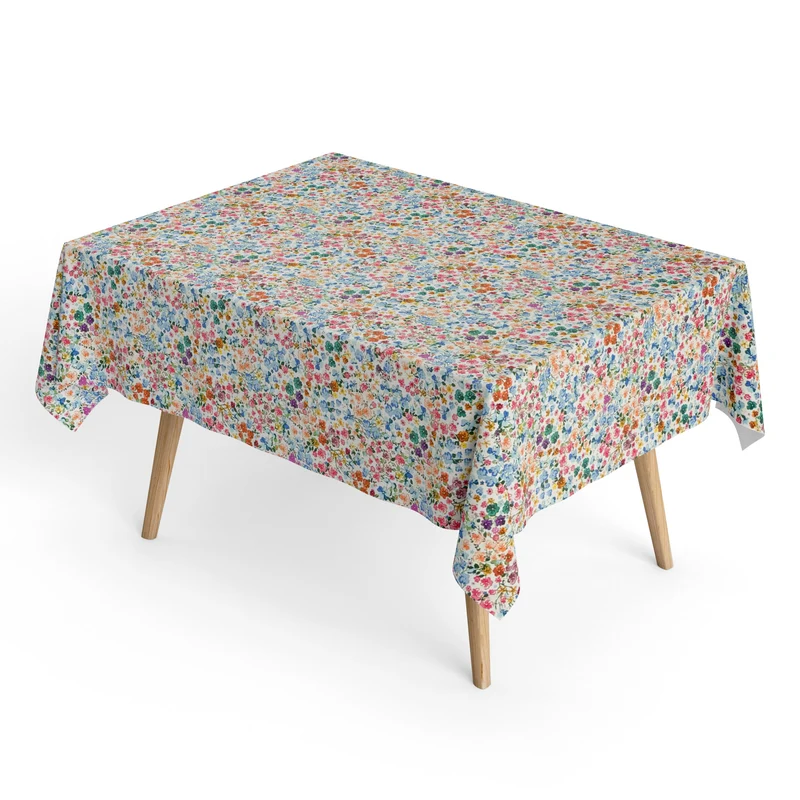 Jacquard Tischdecke aus beschichteter Baumwolle mit Fleckenschutz DG135 bunte Blumenwiese Blüten eckig rund oval