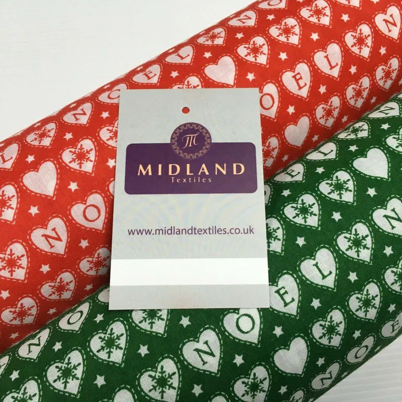 Noel Christmas Printed Xmas Polycotton Fabric craft gifts 110 cm MD1291 Mtex