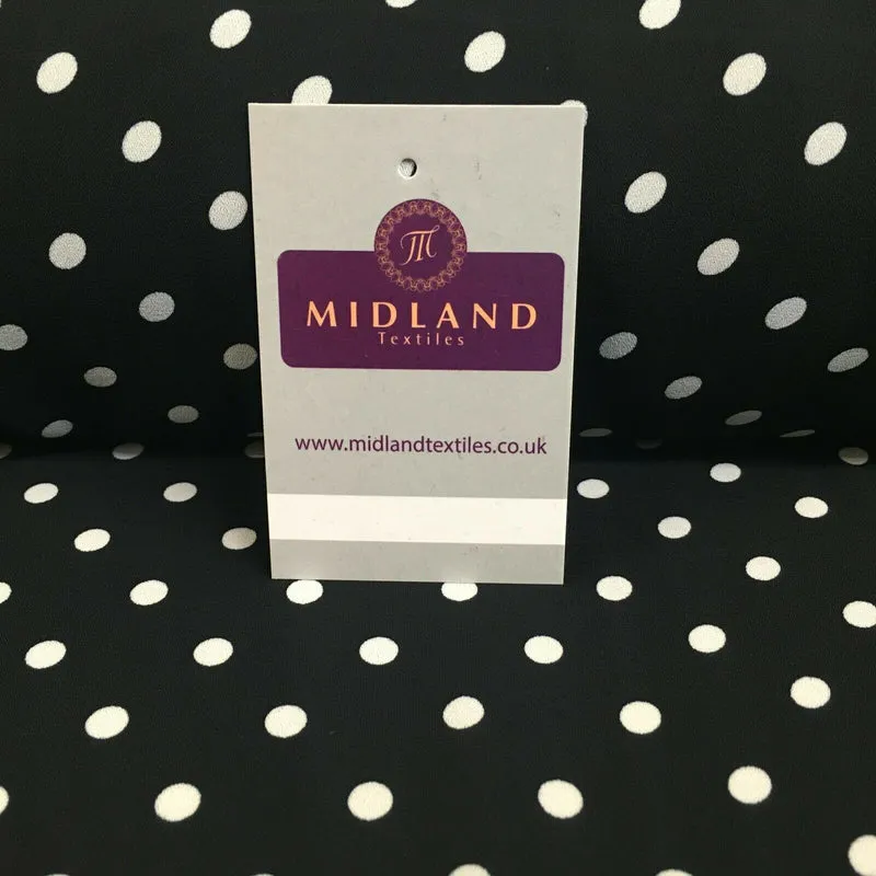 Black 6mm Polka Dot and Plain Georgette Dress Fabric 150 cm MY1245 Mtex