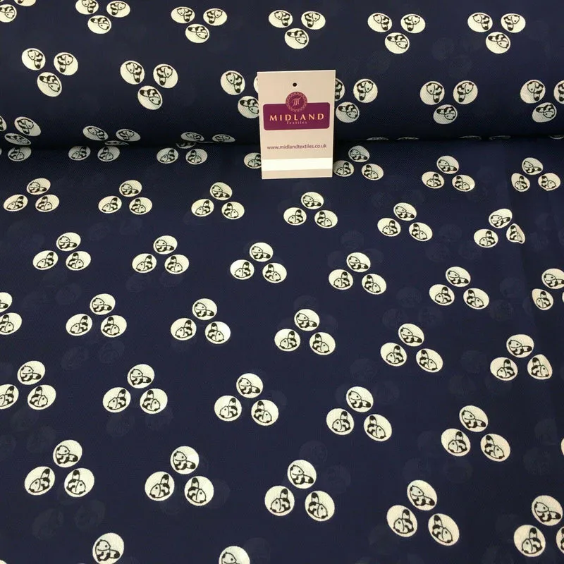 Navy blue Baby Panda Soft Georgette twist voile Dress Fabric 147cm MK1185-3