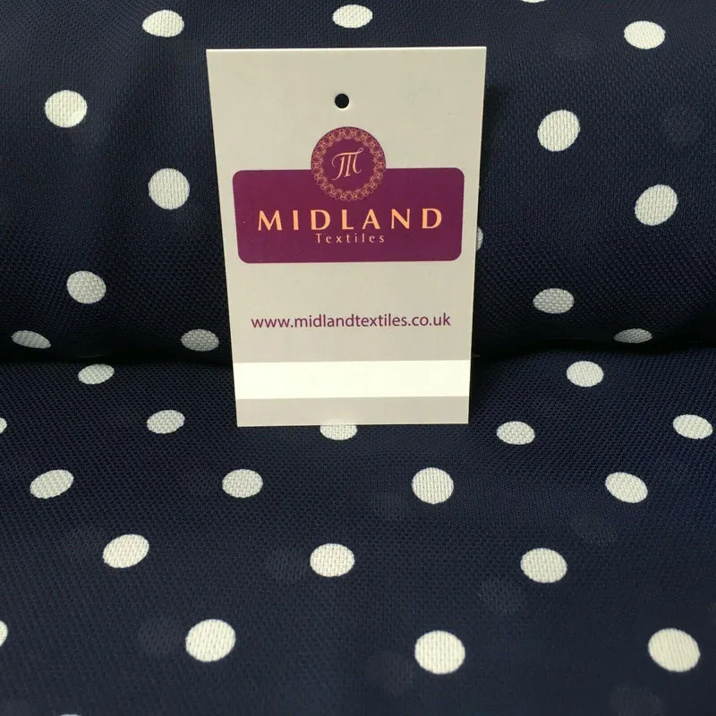 Navy & Ivory Spot dot Soft Georgette twist voile Dress Fabric 147cm MK1185-1