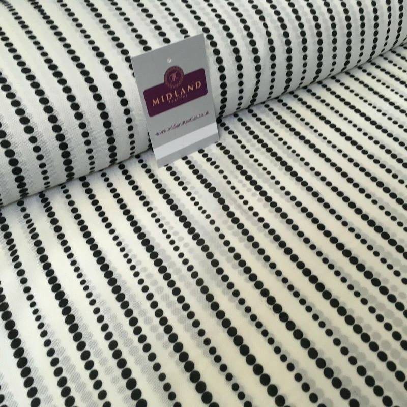 Ivory Black Dot Stripped soft Georgette twist voile Dress Fabric 147cm MK1185-9
