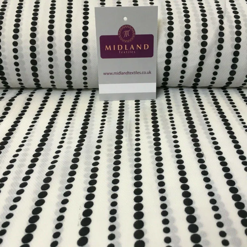 Ivory Black Dot Stripped soft Georgette twist voile Dress Fabric 147cm MK1185-9