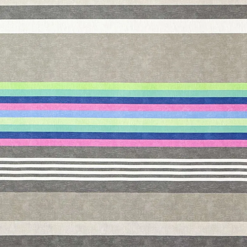 Jacquard Tischdecke beschichtete Baumwolle DP RAYA1 neonfarbene Streifen retro eckig rund oval