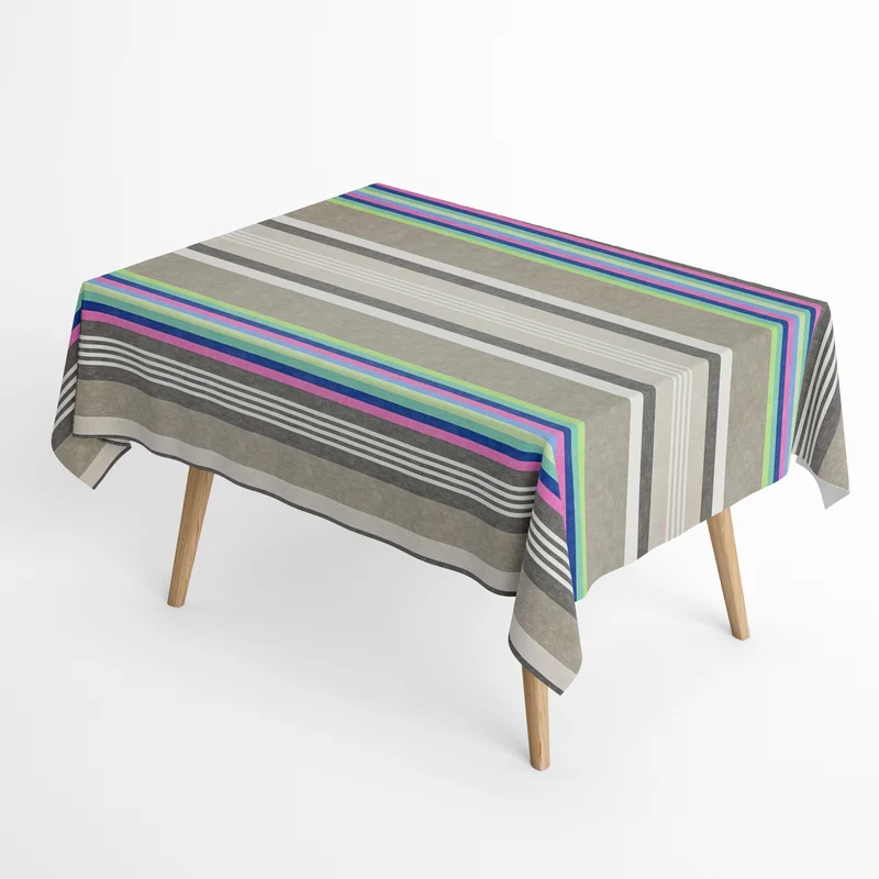 Jacquard Tischdecke beschichtete Baumwolle DP RAYA1 neonfarbene Streifen retro eckig rund oval