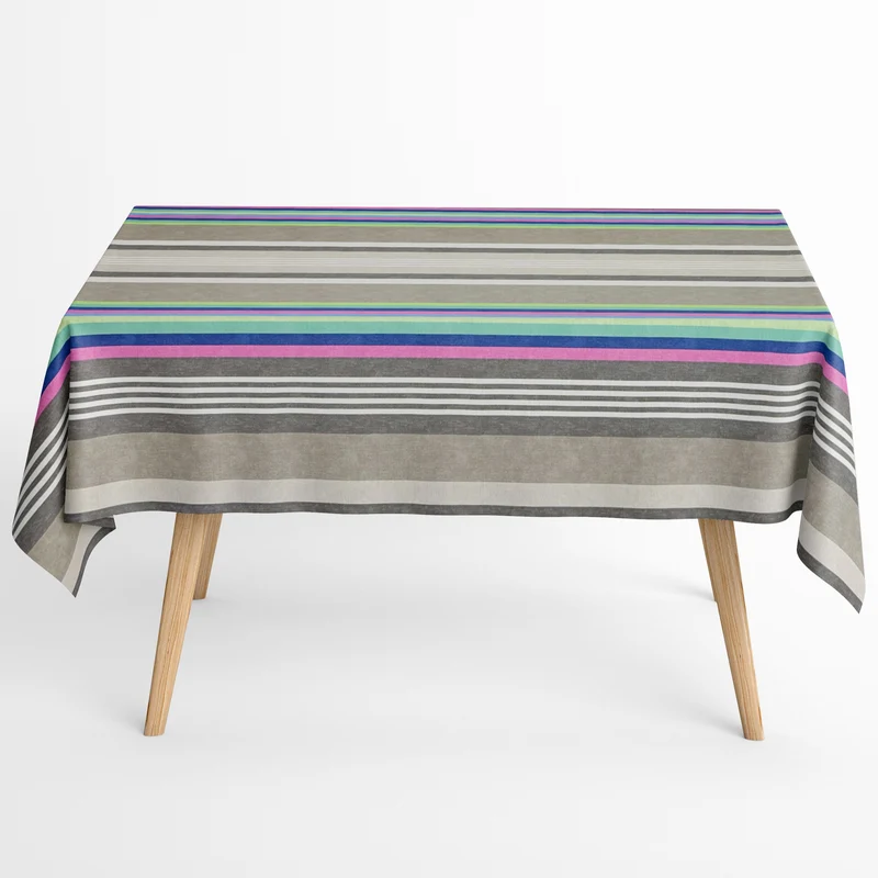 Jacquard Tischdecke beschichtete Baumwolle DP RAYA1 neonfarbene Streifen retro eckig rund oval