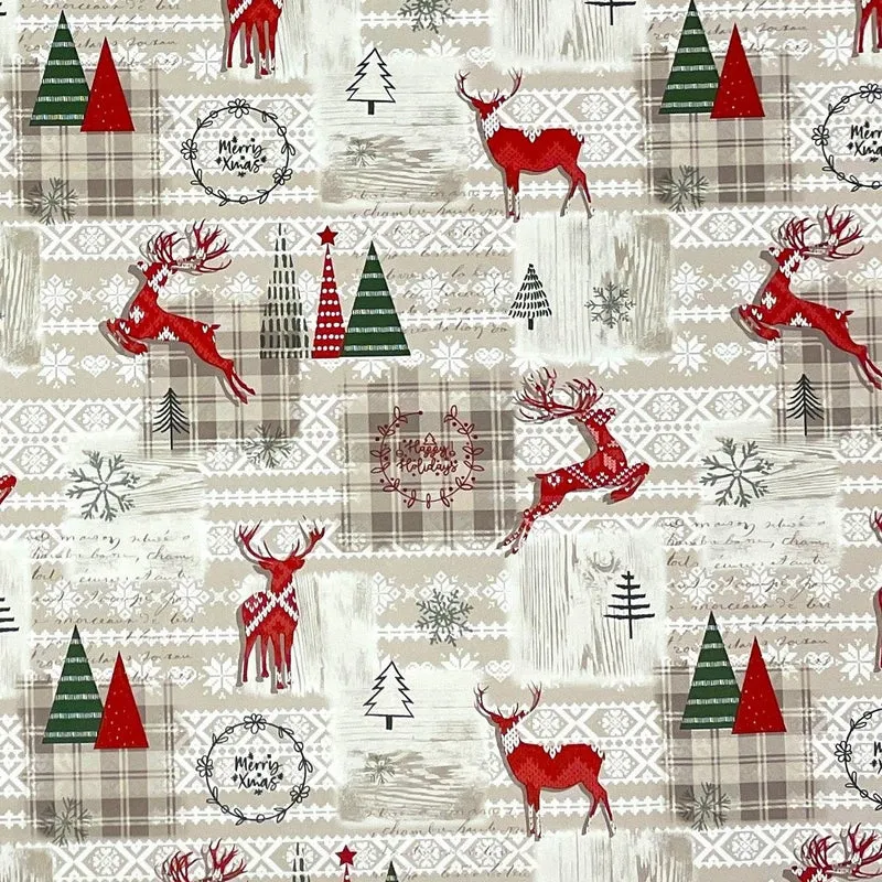 Wachstuch Rolle Weihnachten P1152-1 Skandinavien Rentier geprägt Rollenware