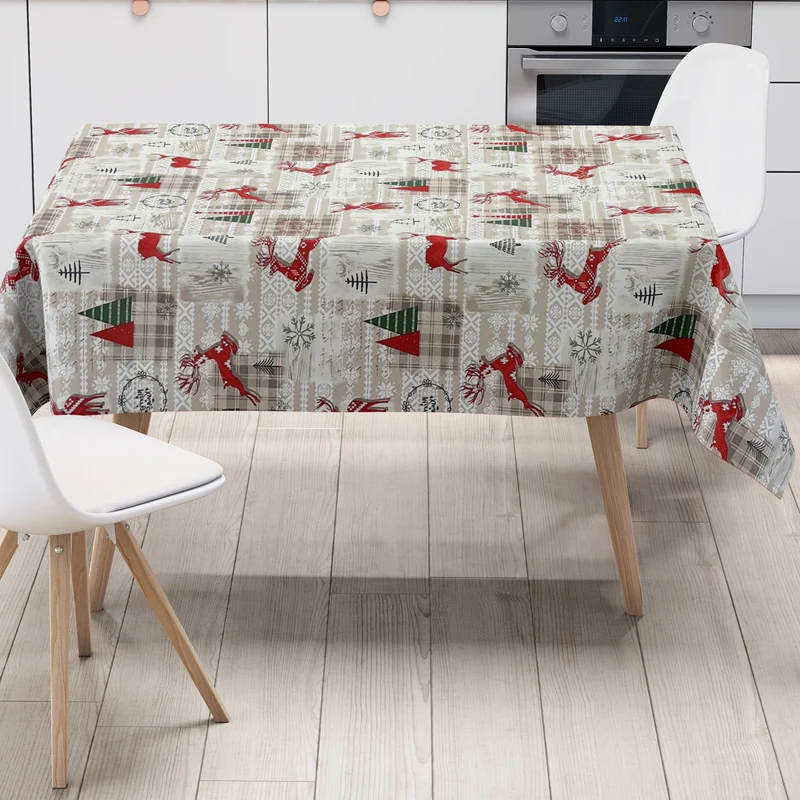 Wachstuch Rolle Weihnachten P1152-1 Skandinavien Rentier geprägt Rollenware