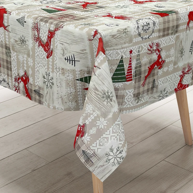 Wachstuch Rolle Weihnachten P1152-1 Skandinavien Rentier geprägt Rollenware
