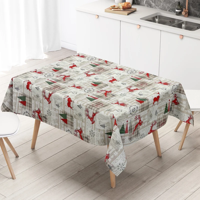 Wachstuch Rolle Weihnachten P1152-1 Skandinavien Rentier geprägt Rollenware