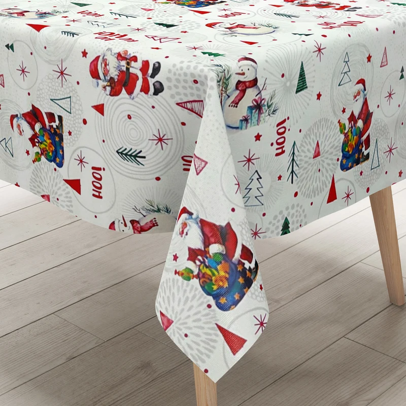 Wachstuch Rolle Weihnachten P1151-1 Schneemann Weihnachtsmann grau Rollenware