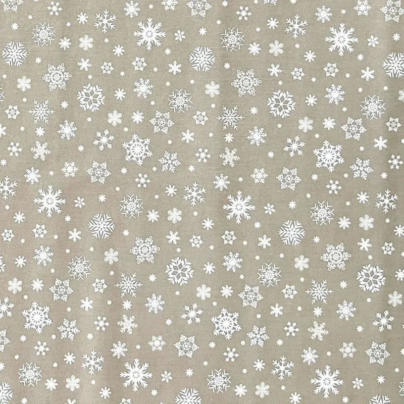 Wachstuch Rolle Weihnachten P1096-5 Schneeflocken Eisblumen beige geprägt Rollenware