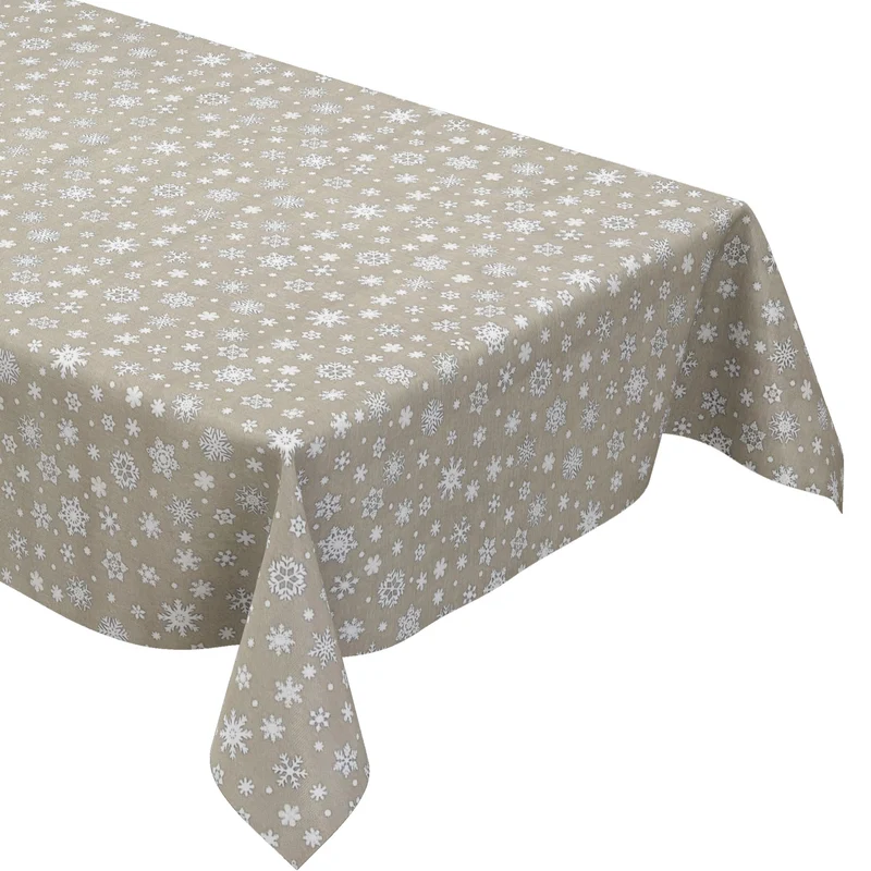 Wachstuch Rolle Weihnachten P1096-5 Schneeflocken Eisblumen beige geprägt Rollenware