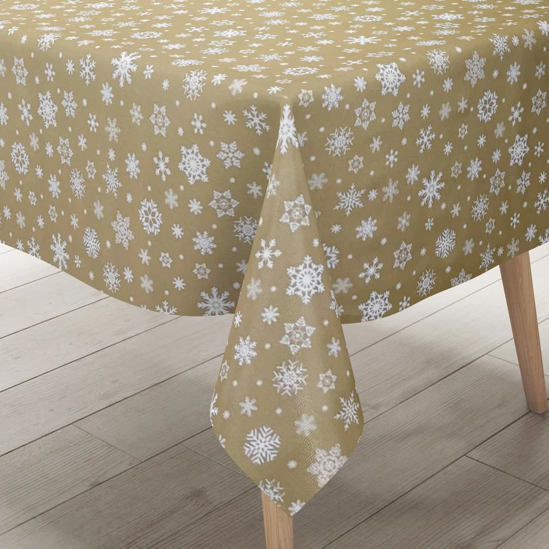 Wachstuch Rolle Weihnachten P1096-1 Schneeflocken Eisblumen gold geprägt Rollenware