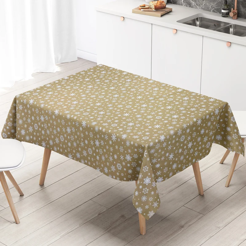 Wachstuch Rolle Weihnachten P1096-1 Schneeflocken Eisblumen gold geprägt Rollenware