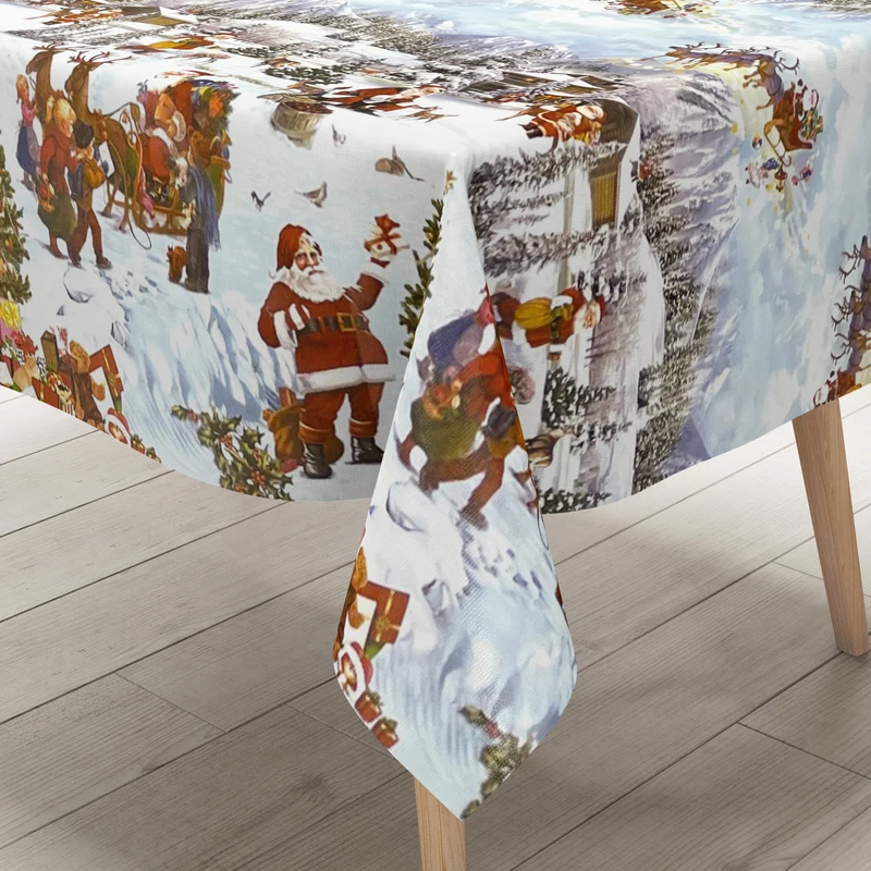Wachstuch Rolle Weihnachten K25A Weihnachtsdorf Bordürenmuster Rollenware