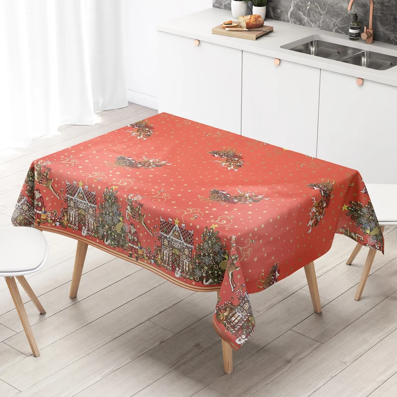 Wachstuch Rolle Weihnachten K23B Weihnachtsschlitten Bordürenmuster Rollenware