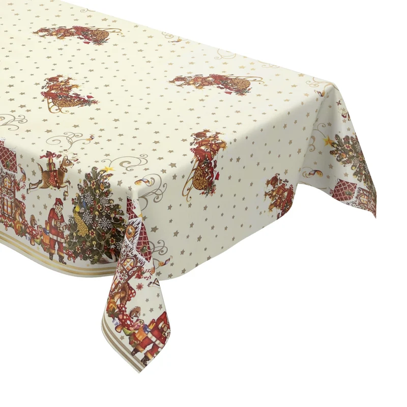 Wachstuch Rolle Weihnachten K23A Weihnachtsschlitten Bordürenmuster Rollenware