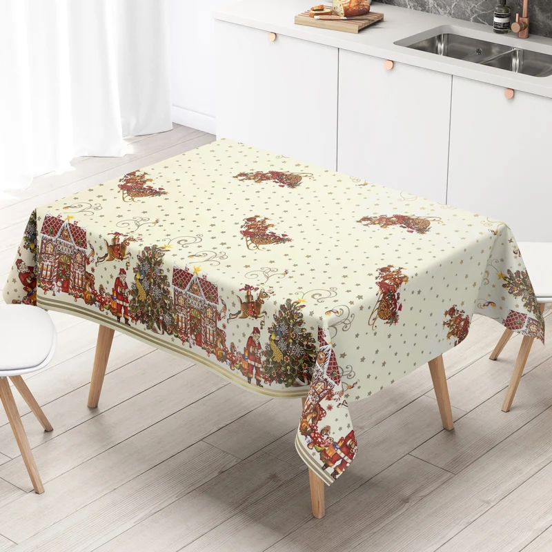 Wachstuch Rolle Weihnachten K23A Weihnachtsschlitten Bordürenmuster Rollenware