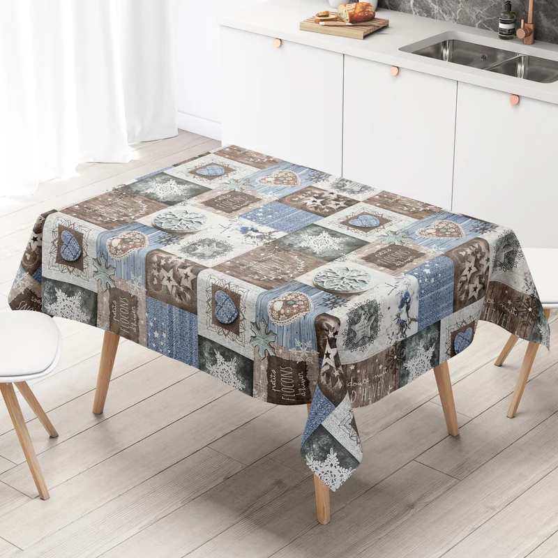 Wachstuch Rolle Weihnachten P1031-1 Sterne Herzen Winter blau Rollenware