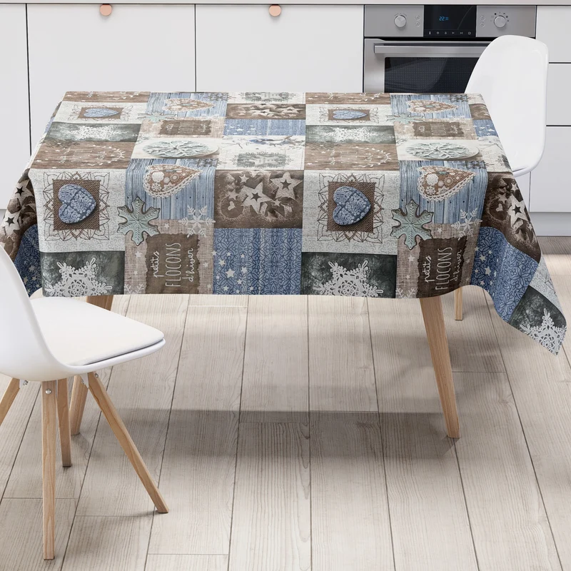 Wachstuch Rolle Weihnachten P1031-1 Sterne Herzen Winter blau Rollenware