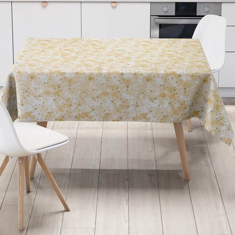 Wachstuch Tischdecke 34374 goldene Sterne auf beige Weihnachten Advent eckig rund oval