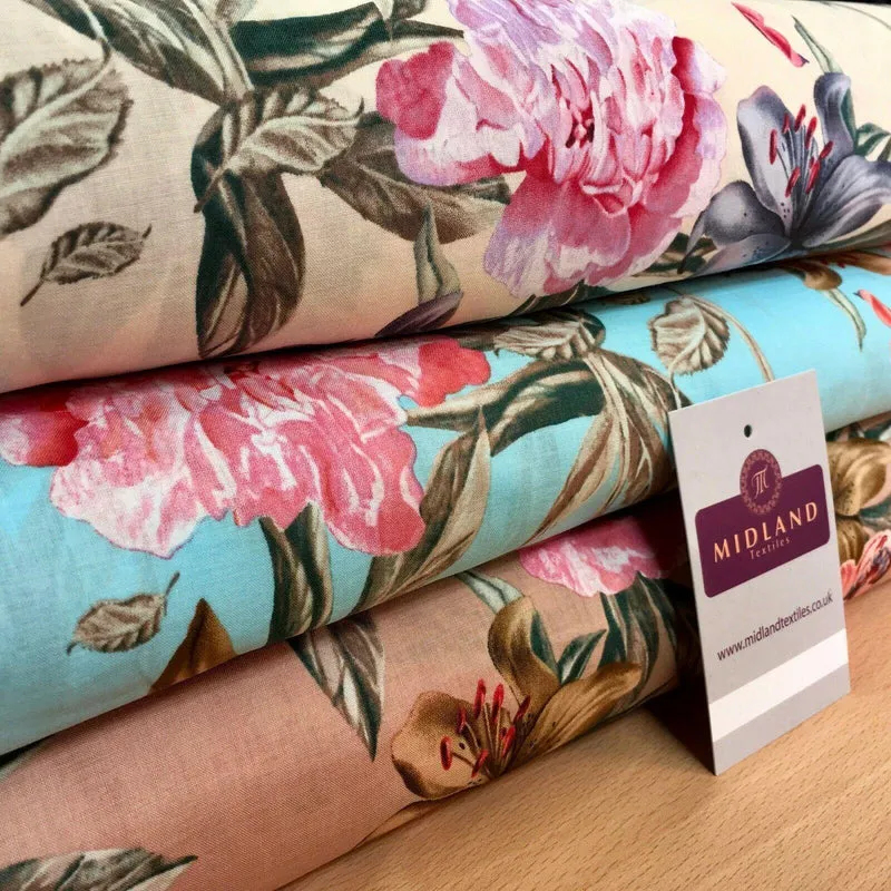 Vintage Floral Printed Cotton Lawn Dress Fabric 150cm MK1236 Mtex
