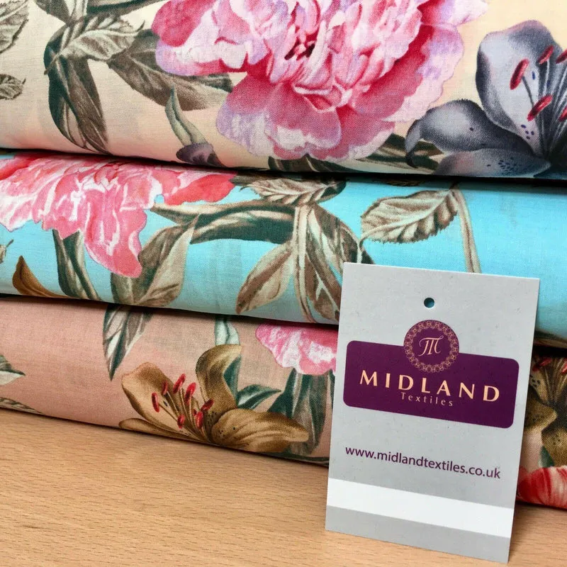 Vintage Floral Printed Cotton Lawn Dress Fabric 150cm MK1236 Mtex