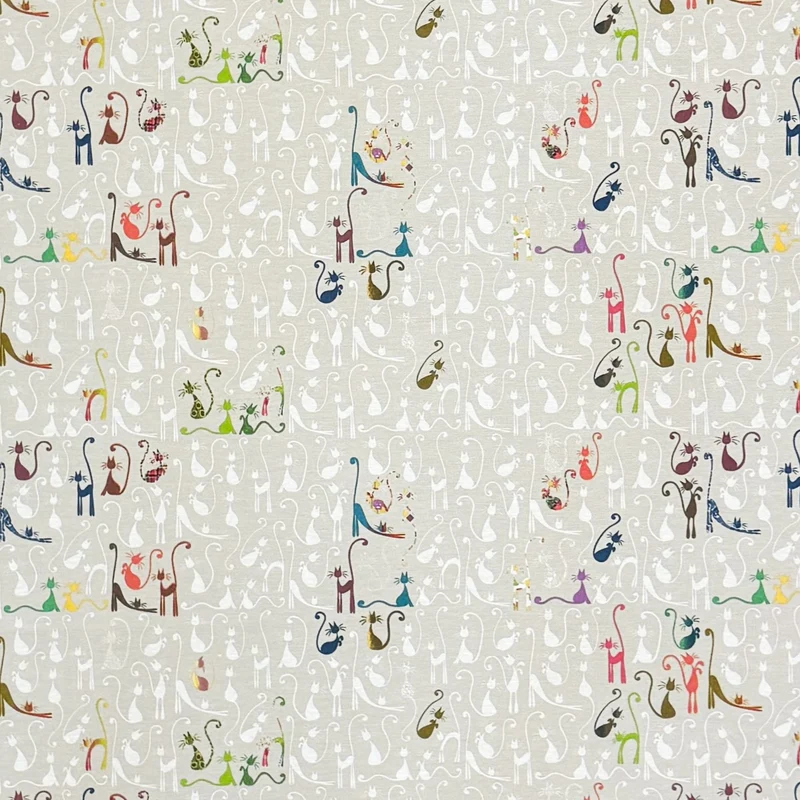 Jacquard Tischdecke aus beschichteter Baumwolle mit Fleckenschutz MUCHA bunte Katzen eckig rund oval