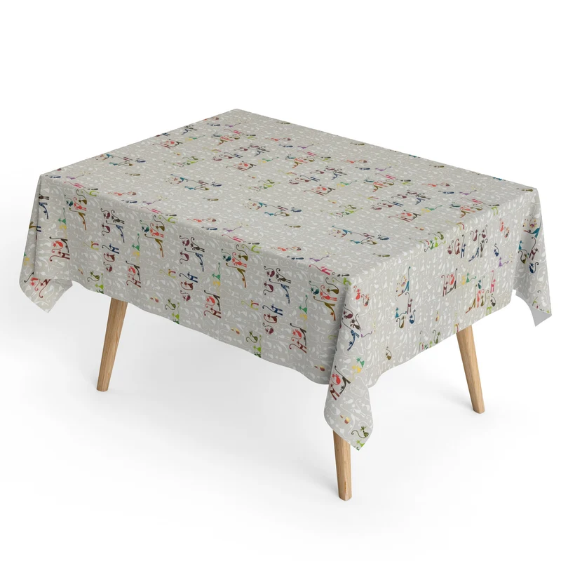 Jacquard Tischdecke aus beschichteter Baumwolle mit Fleckenschutz MUCHA bunte Katzen eckig rund oval